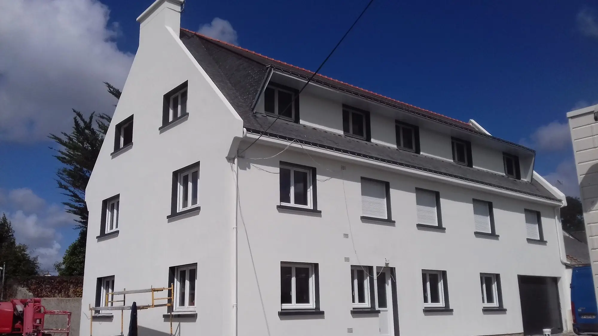Large white building renovation
